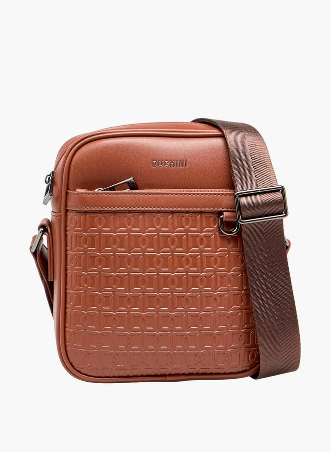 DUCHINI Men Monogram Textured Crossbody Bag